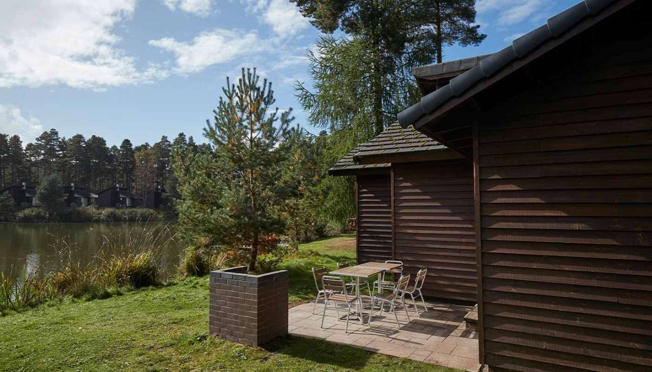 The patio of an Exclusive Lodge at Whinfell Forest