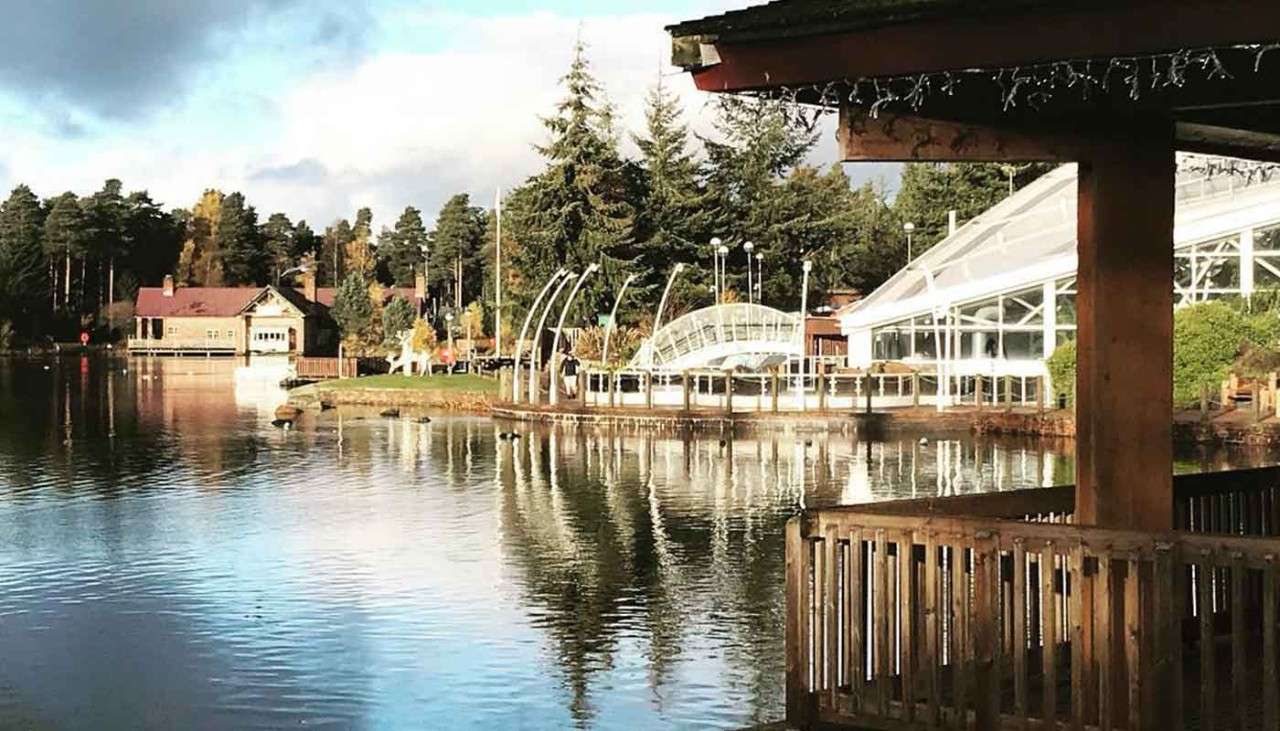 View of lake and Lakeside Inn