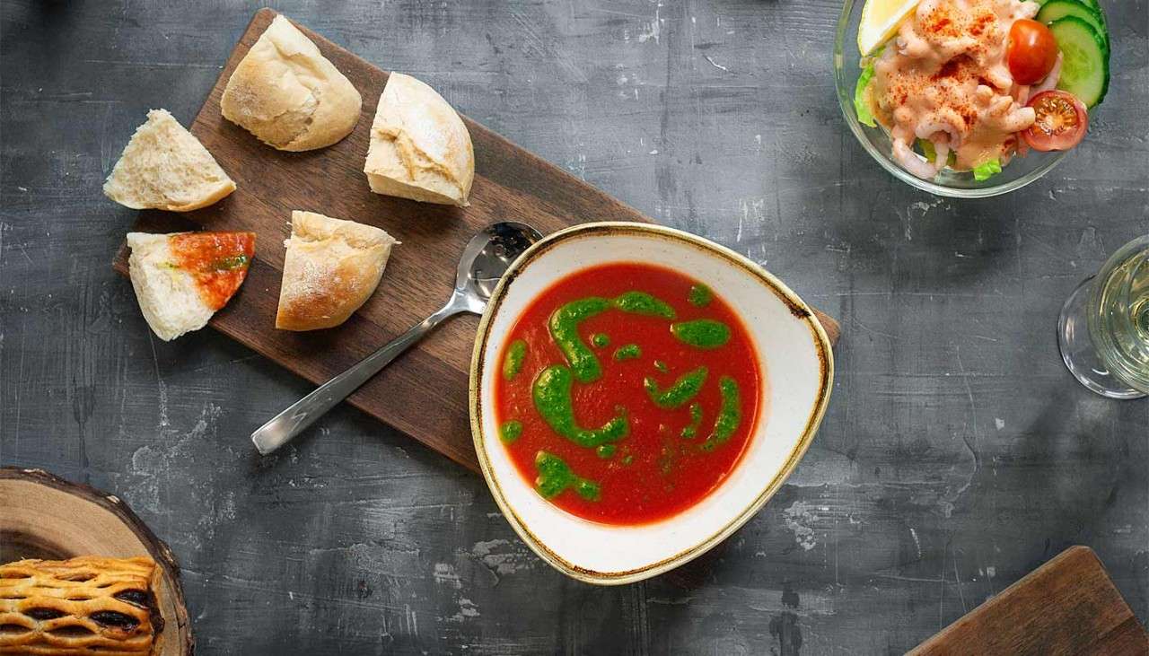 Roasted Vine Tomato, Red Pepper and Basil Soup