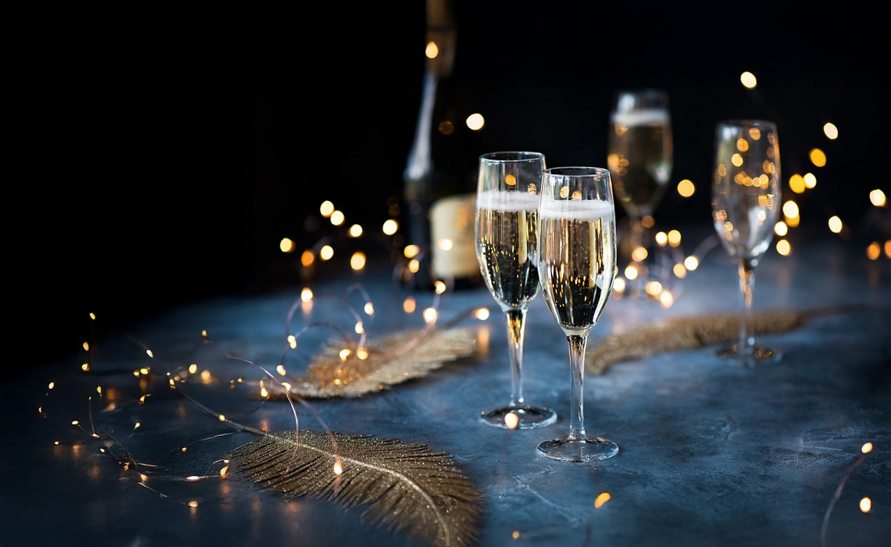 Glasses of prosecco on a table