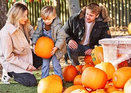 a child carving a pumpkin