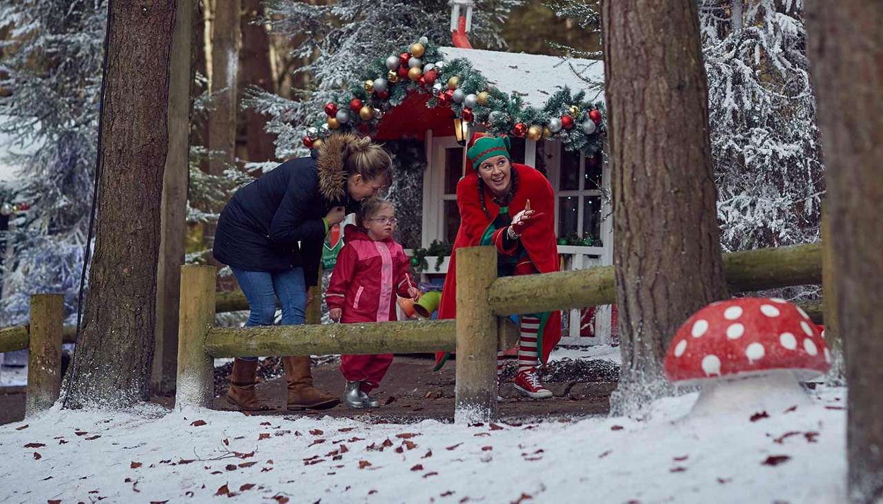 Mother and daughter meet a Christmas elf