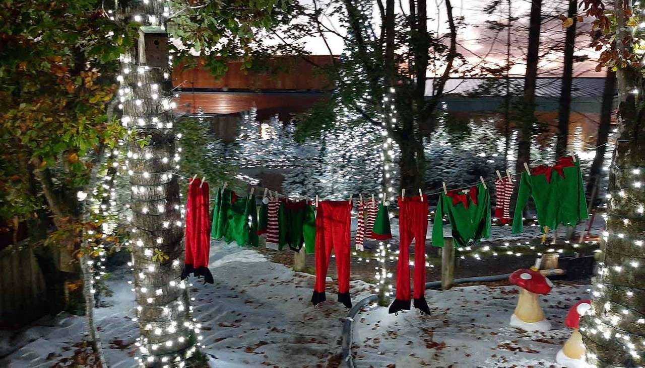 Elf clothes on a washing line in the forest  