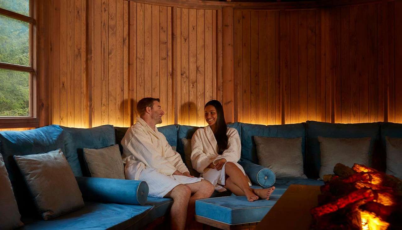 A couple relaxing in the Aqua Sana Spa.