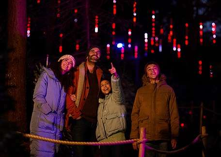 A family enjoying the Winter Forest Lights
