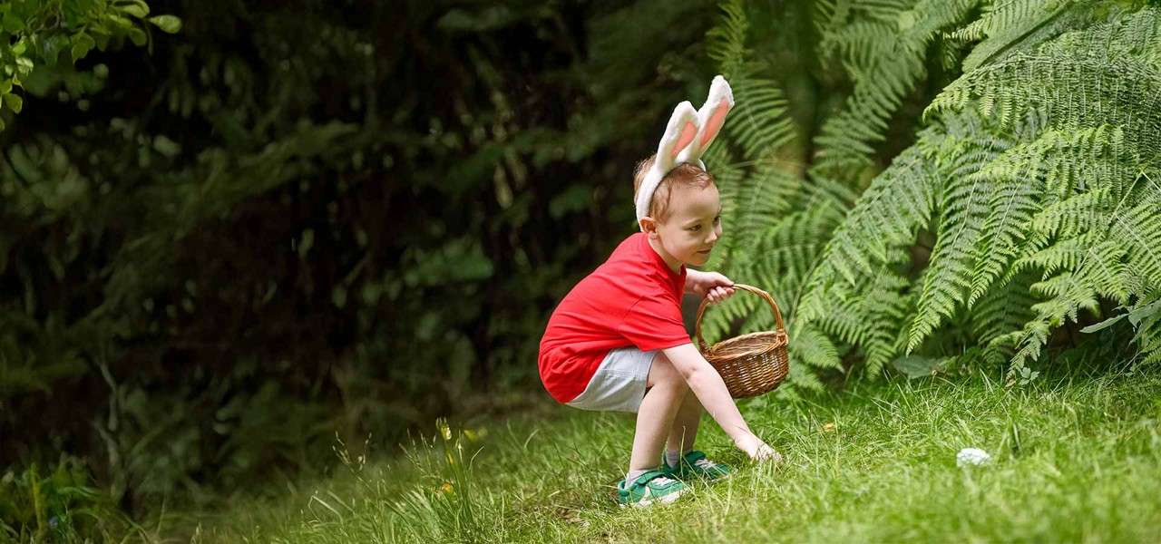 A child taking part in the easter egg hunt.