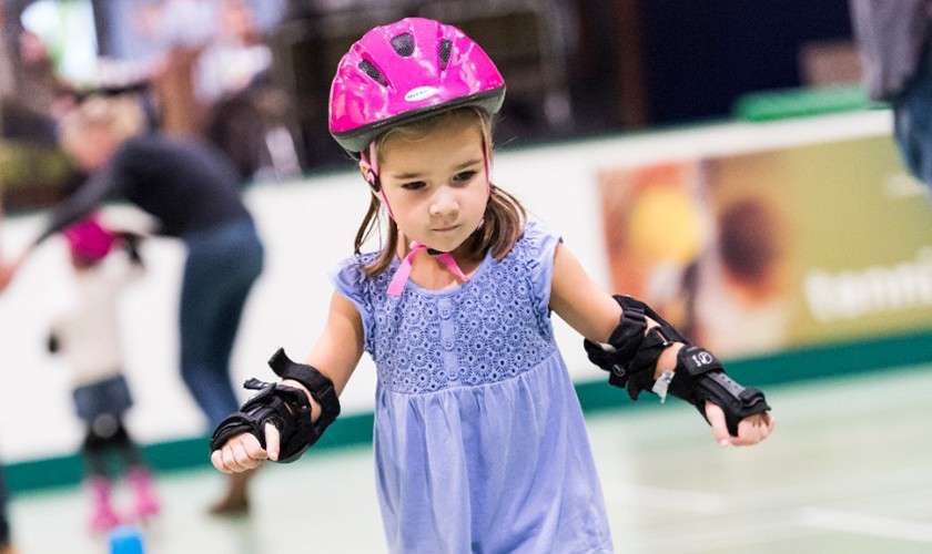 Little girl roller skating