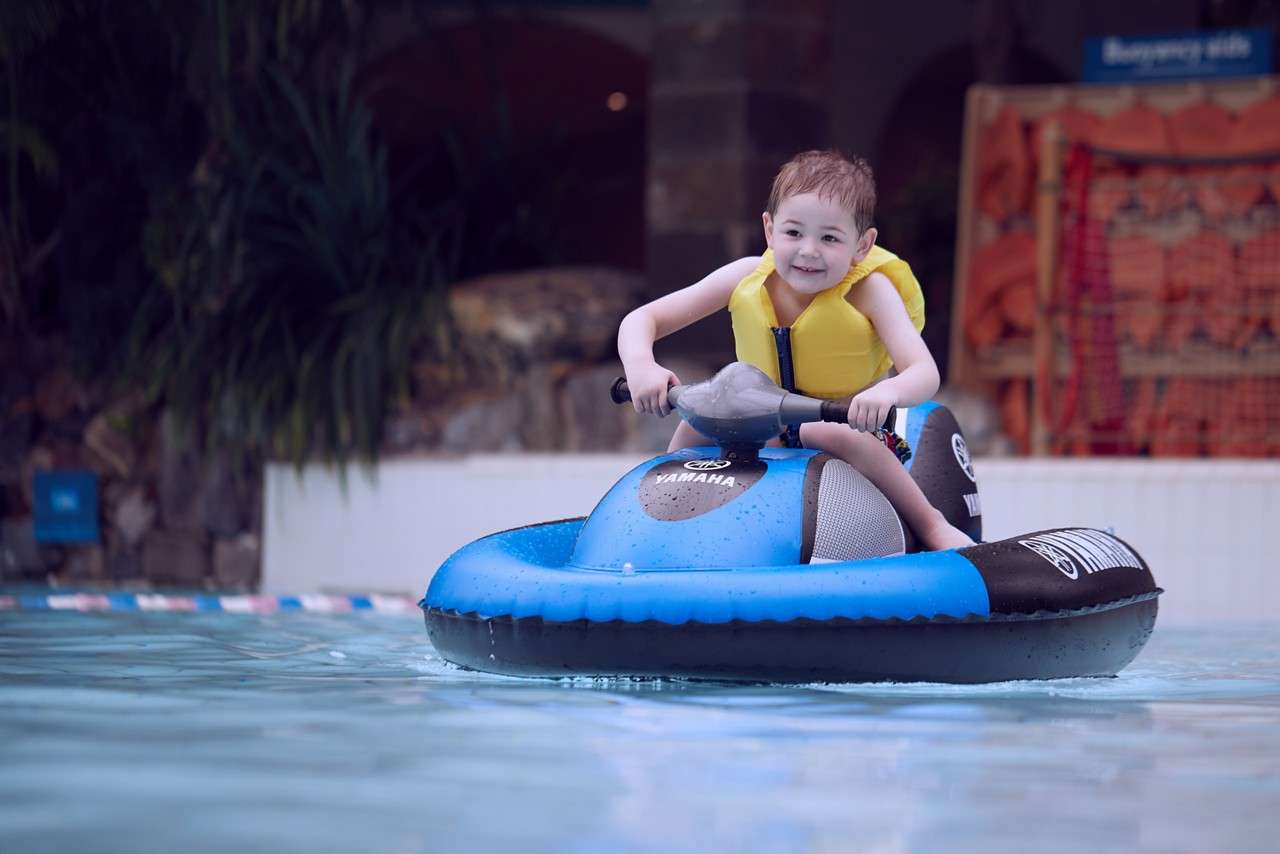 pre-school child on a mini jet ski