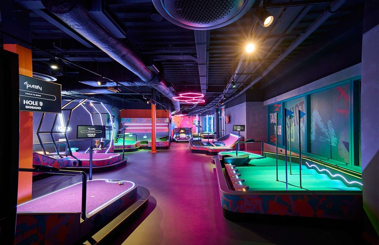 Inside the Entertainment Hive with colourful Puttify zones.