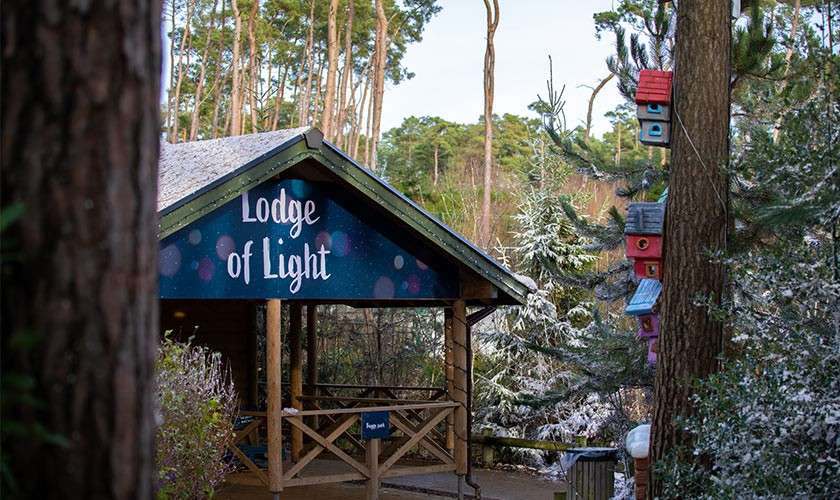 The Lodge of Light situated in the forest.