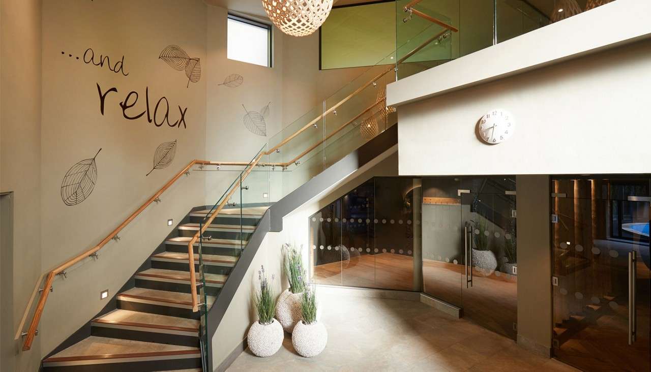 A staircase leading up to more spa experiences