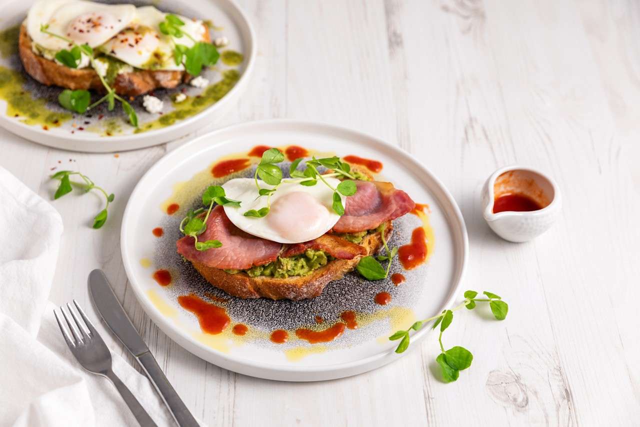 Bacon, Avocado and Poached Egg on Sourdough
