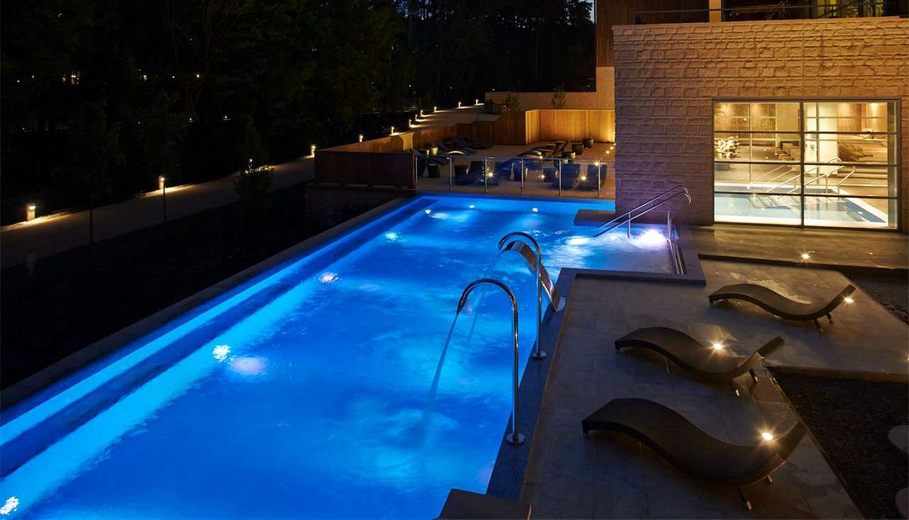 Outdoor pool at night