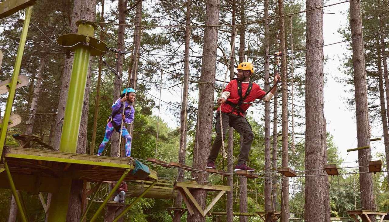 Aerial adventure with Dad and daughter