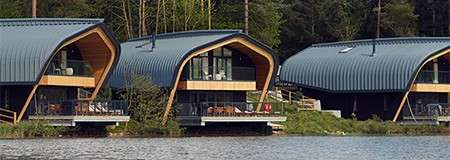 Three waterside lodges overlooking the lake