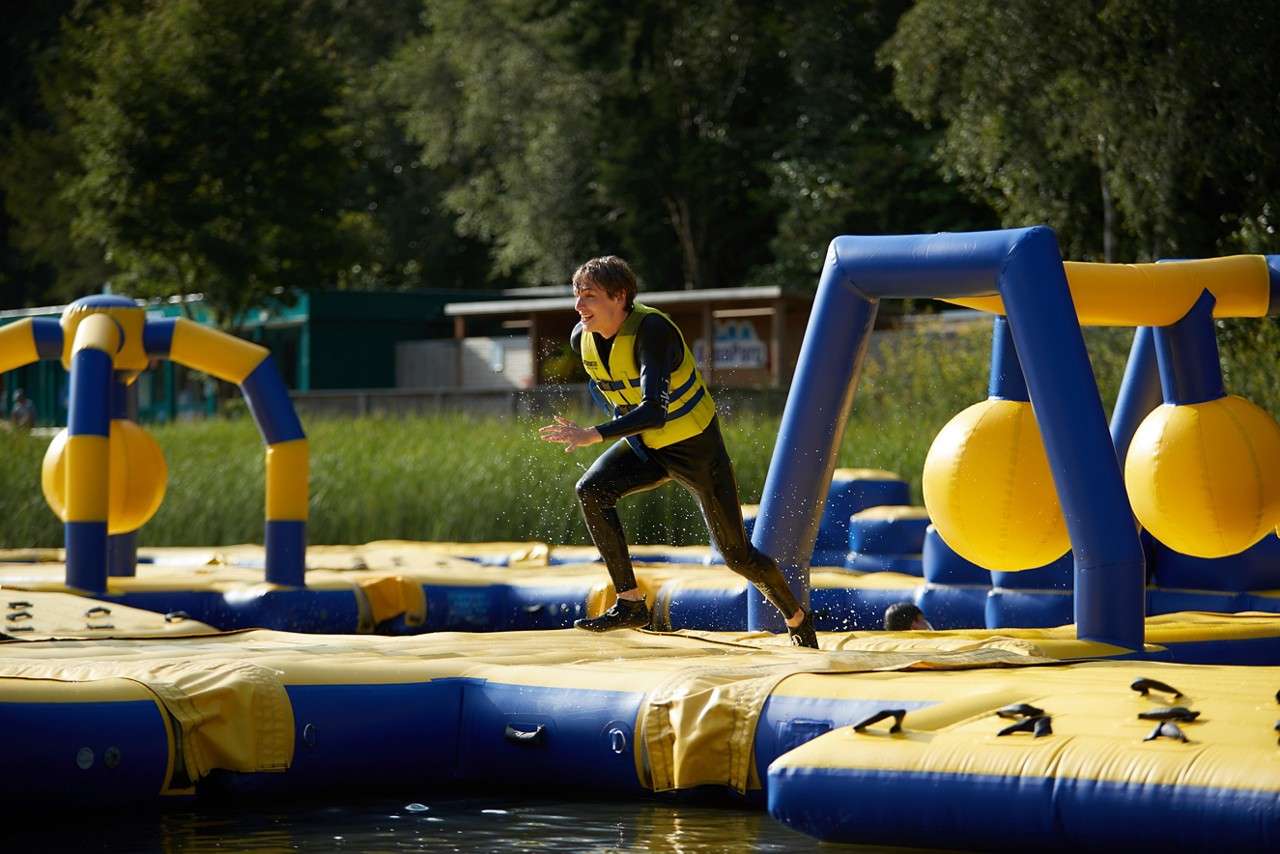 Aqua parc outdoor inflatable at Longleat Forest