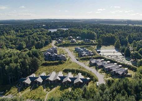 An ariel view of the lodges at Sherwood Forest.