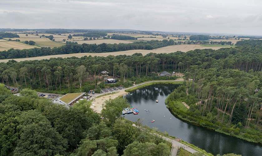 Ariel view of the lake at Woburn.