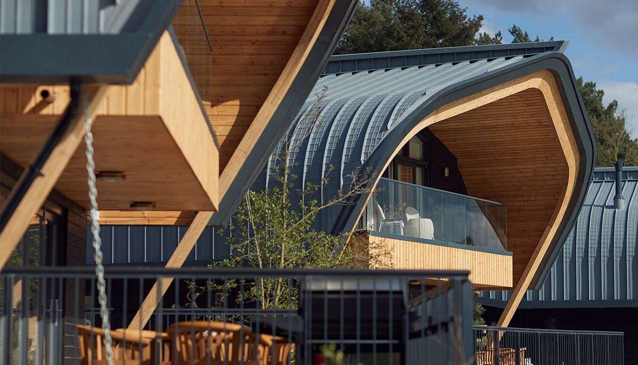 An external close up of the balcony of a Waterside Lodge.