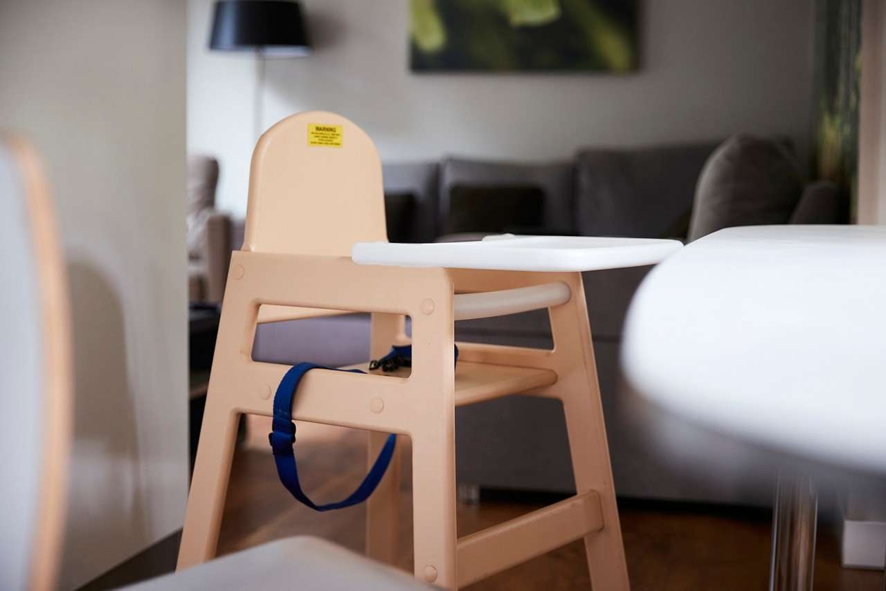 high chair that guests get in their lodge