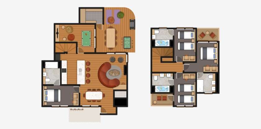Floorplan of the 4 bedroom Executive Plus Lodge.