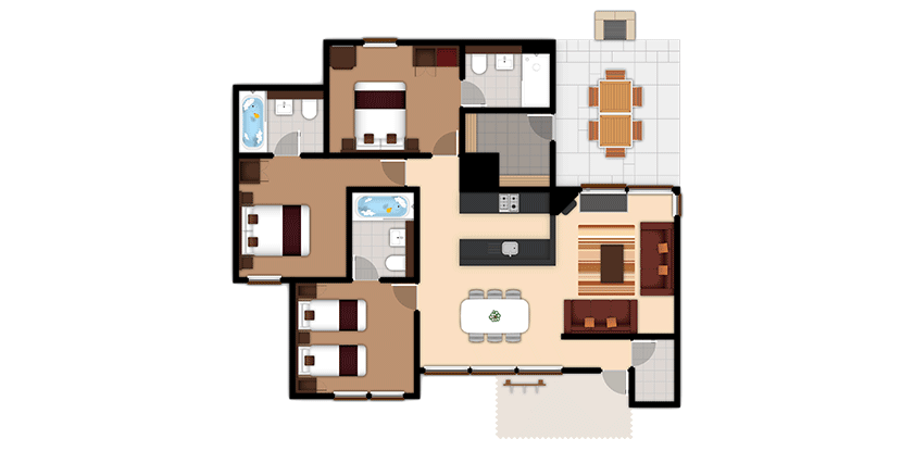 Floorplan of a three bedroom Forest Lodge 