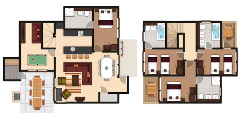 Floorplan of a four bedroom Forest Lodge 