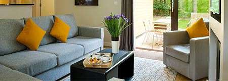 Woodland Lodges with log burner | Private patio