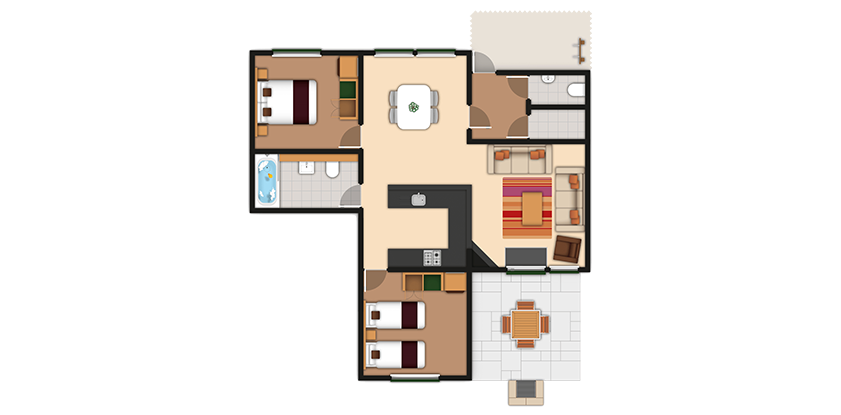 2 bedroom woodland lodge floorplan