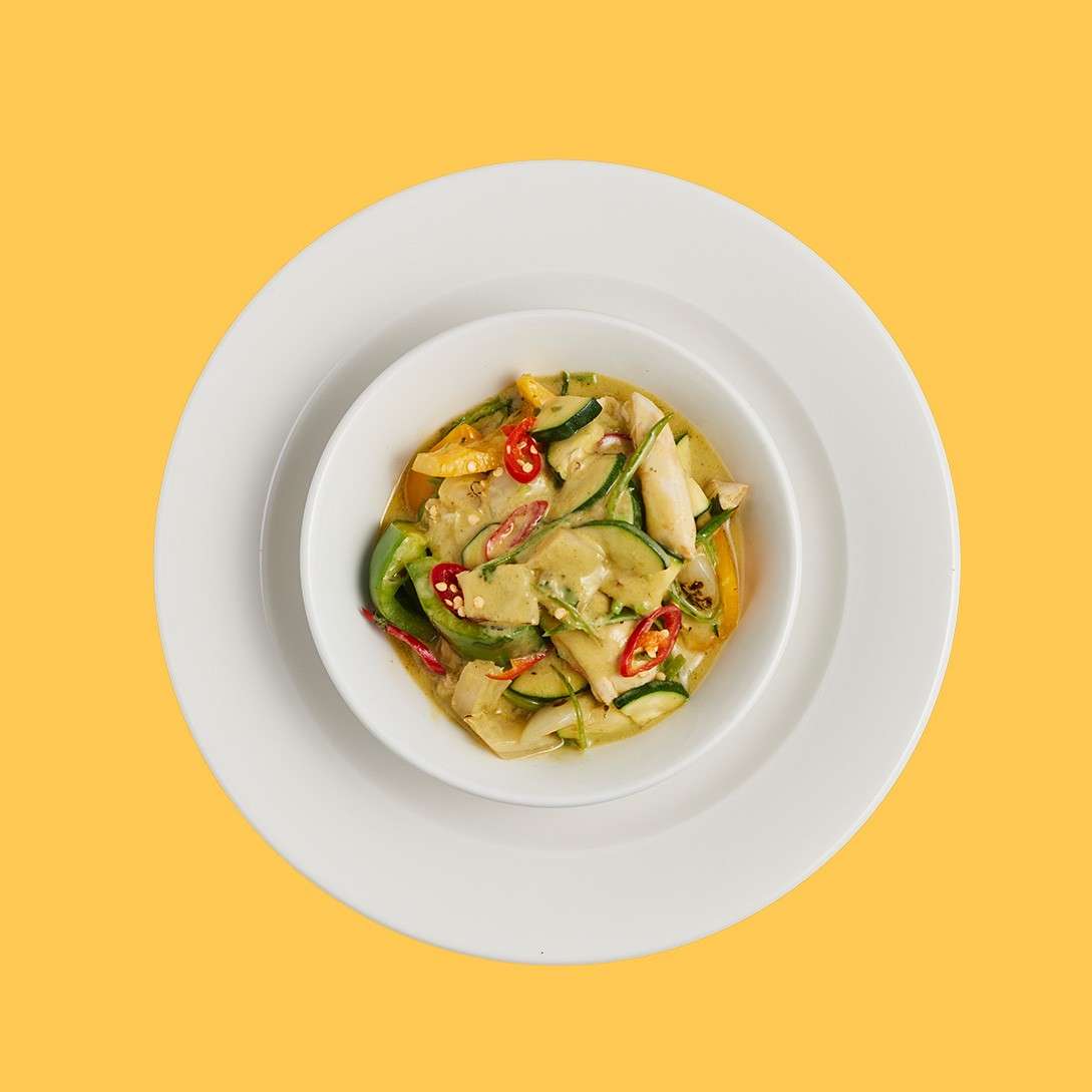 Thai green curry with mixed vegetables.