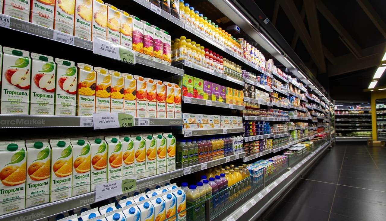 Drink aisle in the Parc Market supermarket