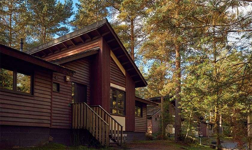 Exterior of a 4 bedroom Woodland Lodge.