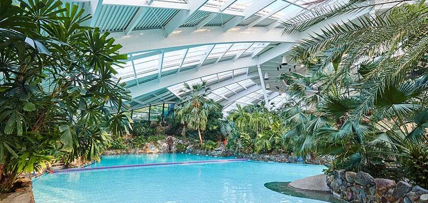 The interior of the Subtropical Swimming Paradise at Longleat Forest.