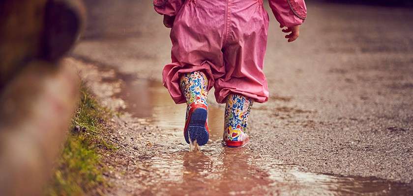 Wellies in a puddle