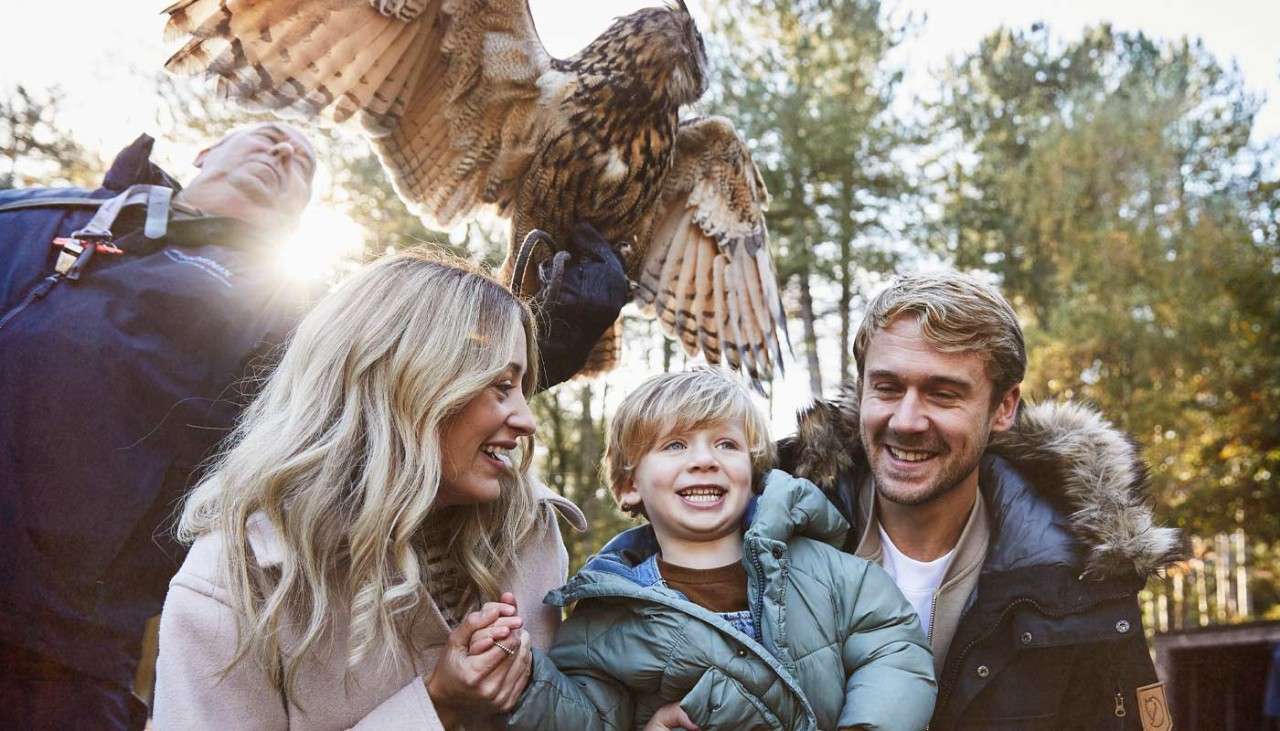 Family encountering an owl
