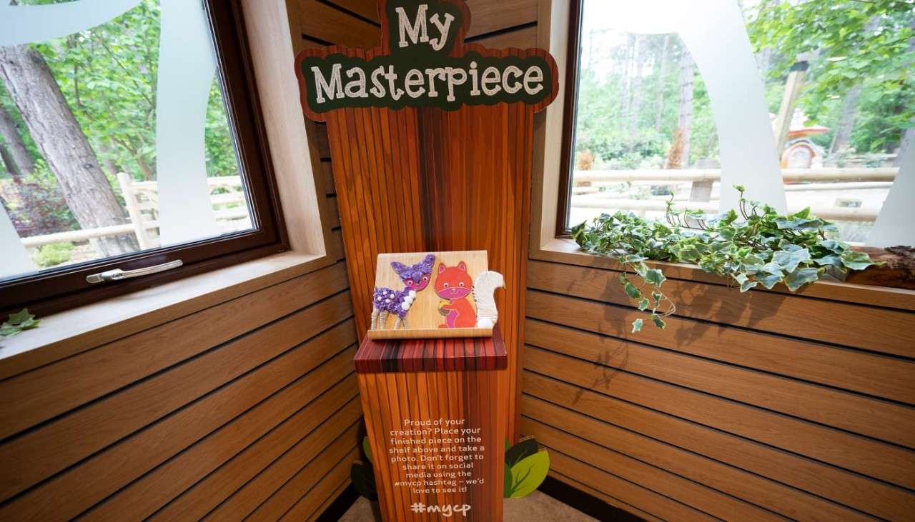 'My Masterpiece' podium with two colourful creations.