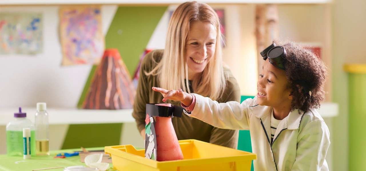 parent and child taking part in crazy science