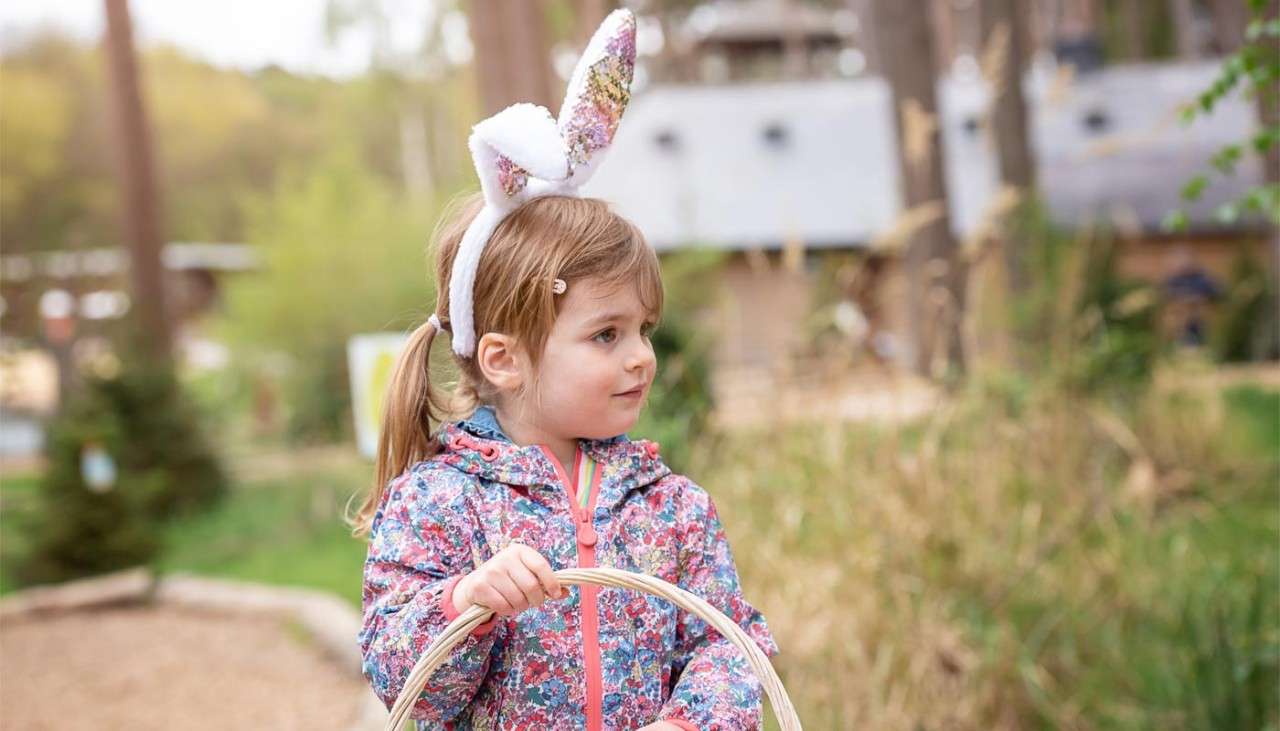 Girl hunting for Easter eggs