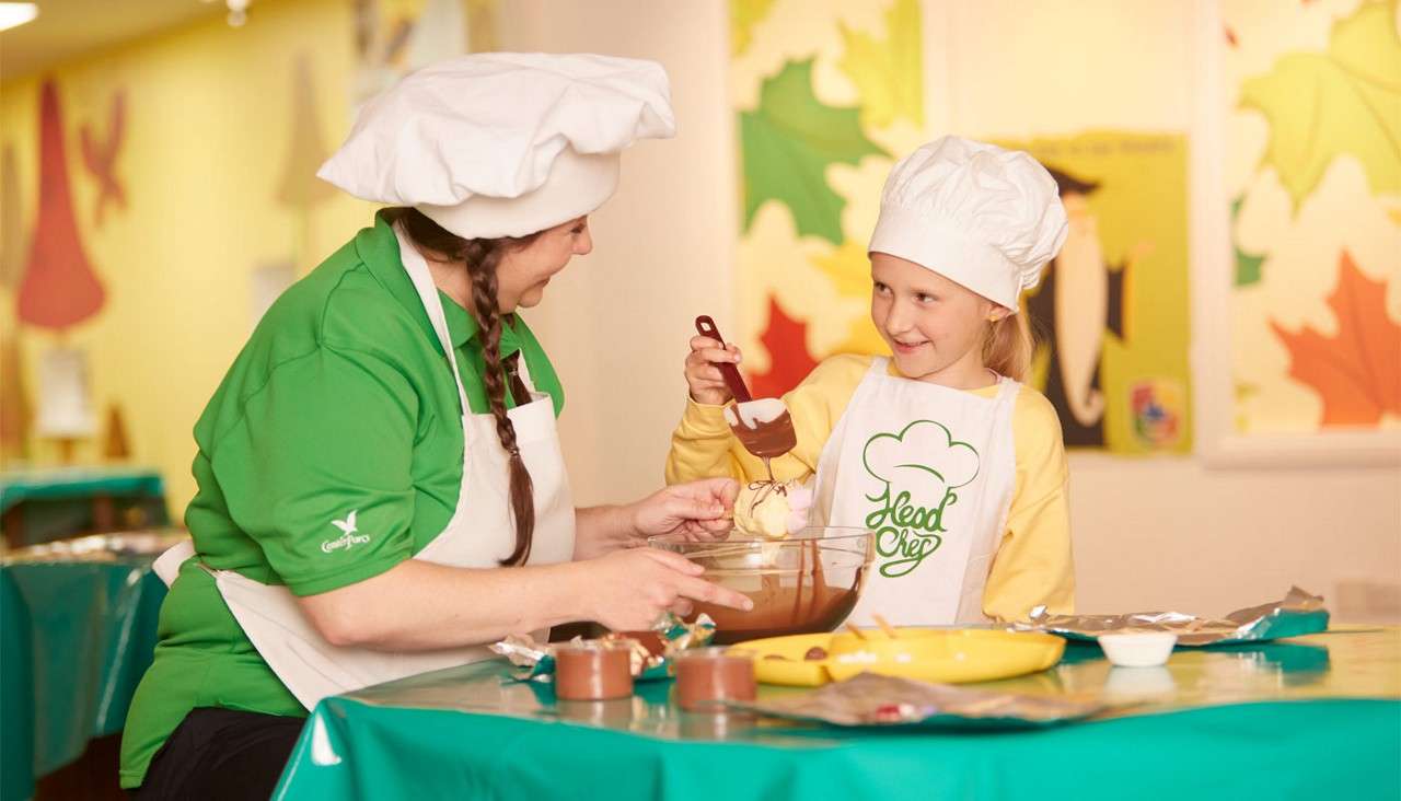 Two chocolate chefs making Easter treats