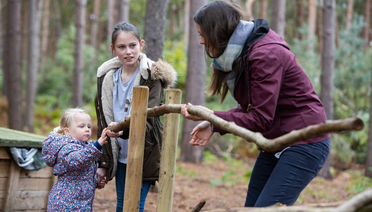 A team building a forest den