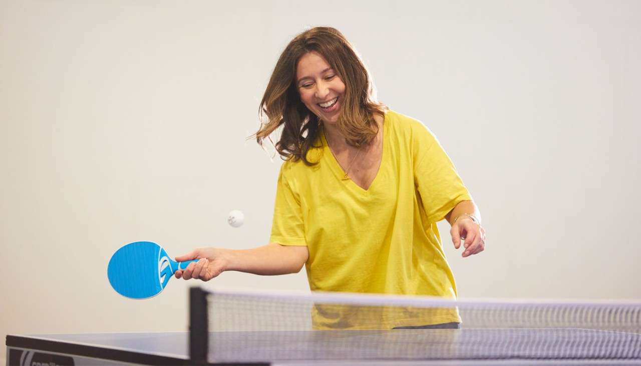 Woman playing table tennis