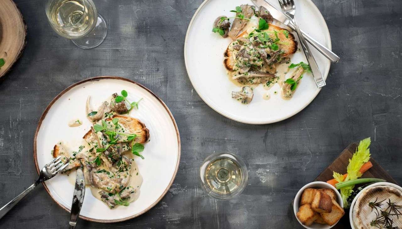 Two plates of Mushrooms on Toast