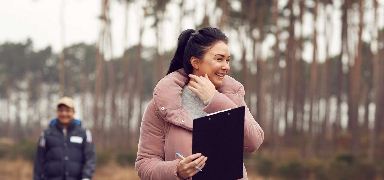 Women completing Geo Cache