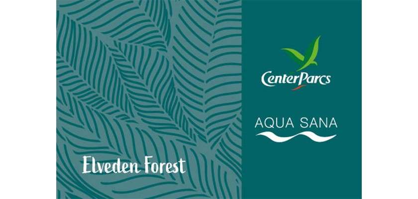 An image of the Elveden Forest gift card, a dark blue card with a leaf pattern on it 