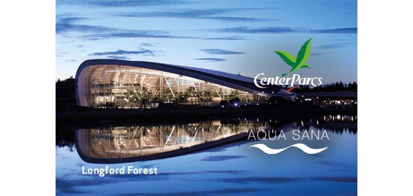 An image of the Longford Forest gift card, a view of a building overlooking a lake
