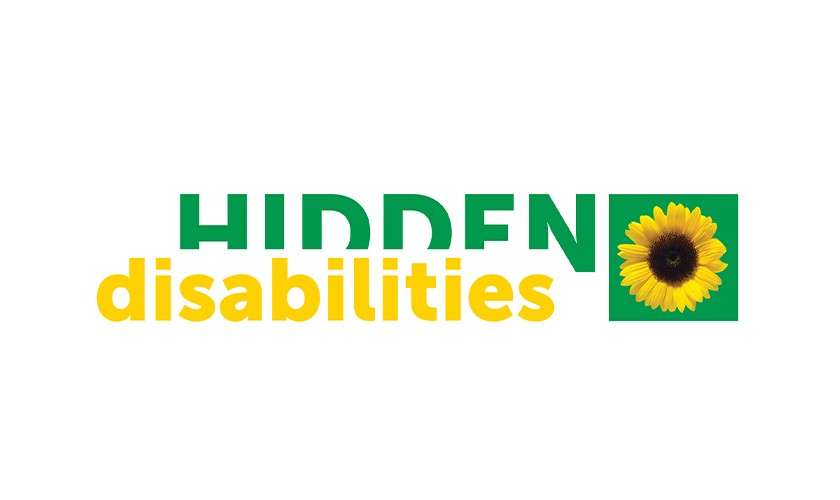 Logo displays HIDDEN disabilities, with a yellow sunflower inside a green square; green HIDDEN above yellow disabilities, on a white background.