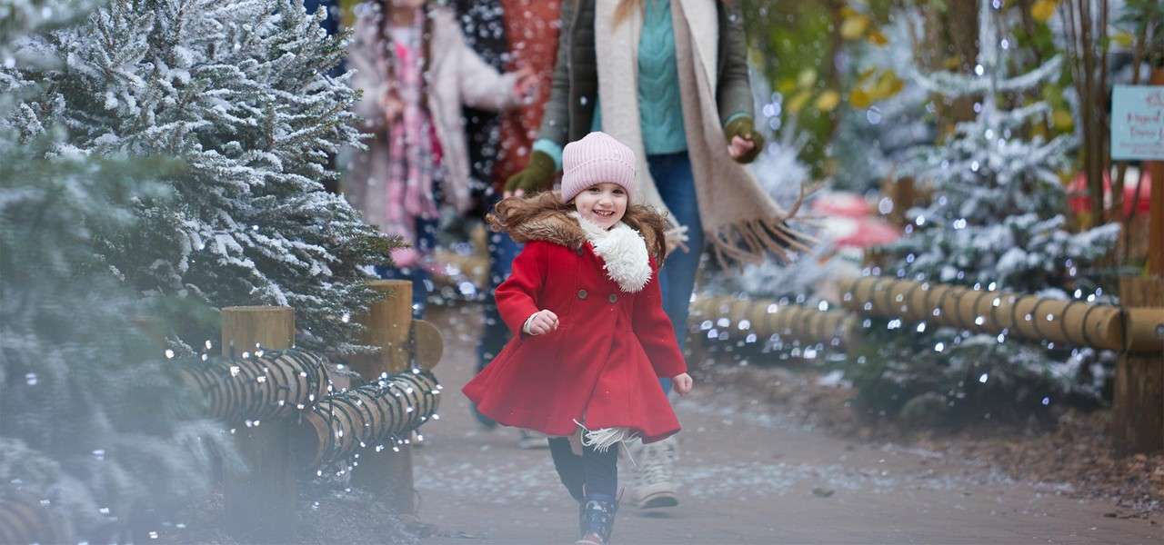 Santa waving to people on his sleigh.