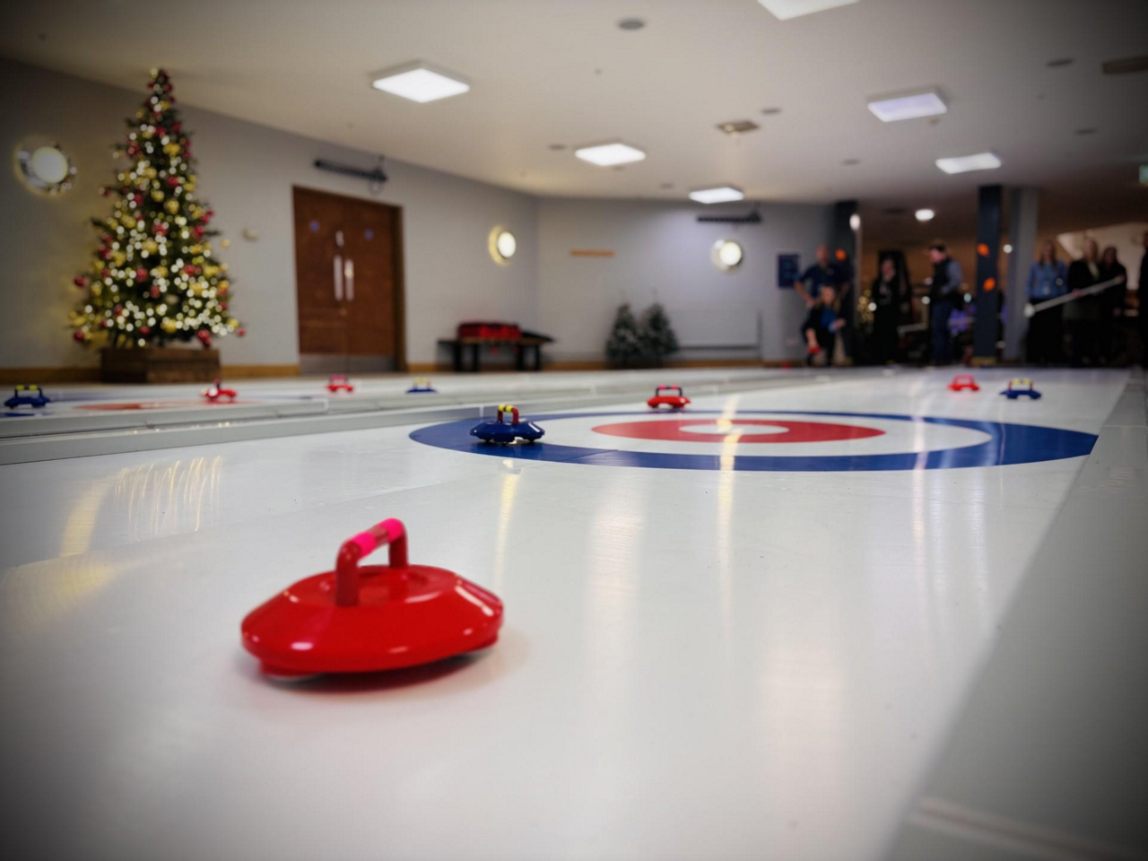 Curling stones on the ice