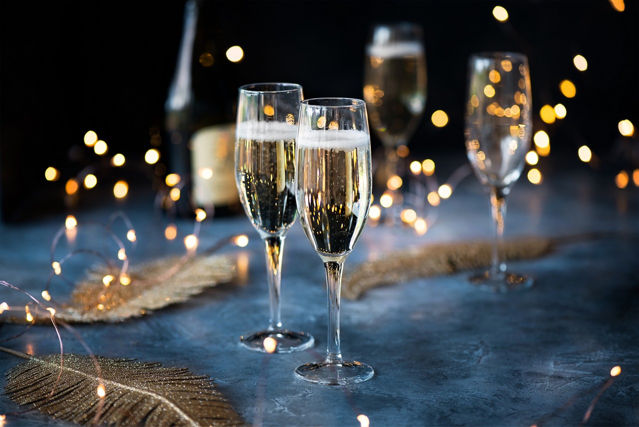 Two glasses of Champagne.