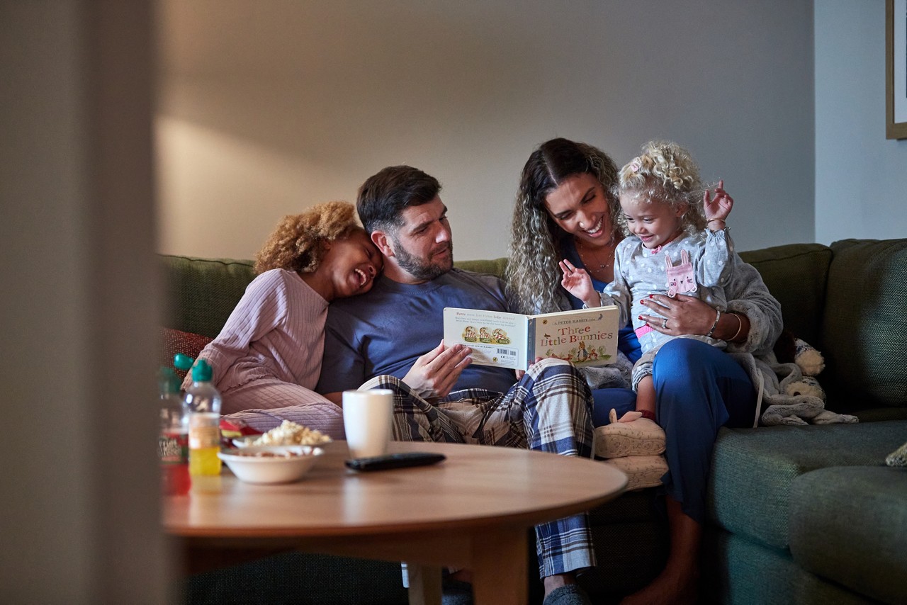 In the lodge - reading to the children